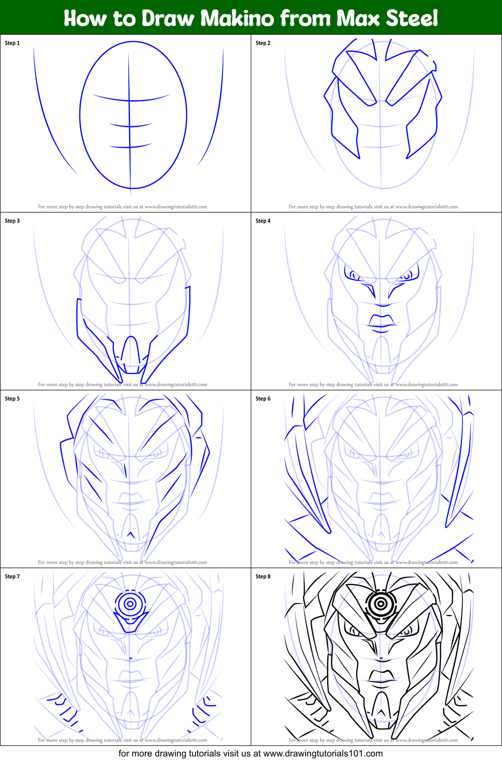 How to Draw Makino from Max Steel Printable Step by Step