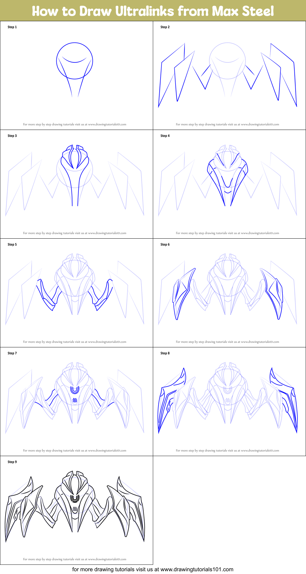 How to Draw Ultralinks from Max Steel Printable Step by Step
