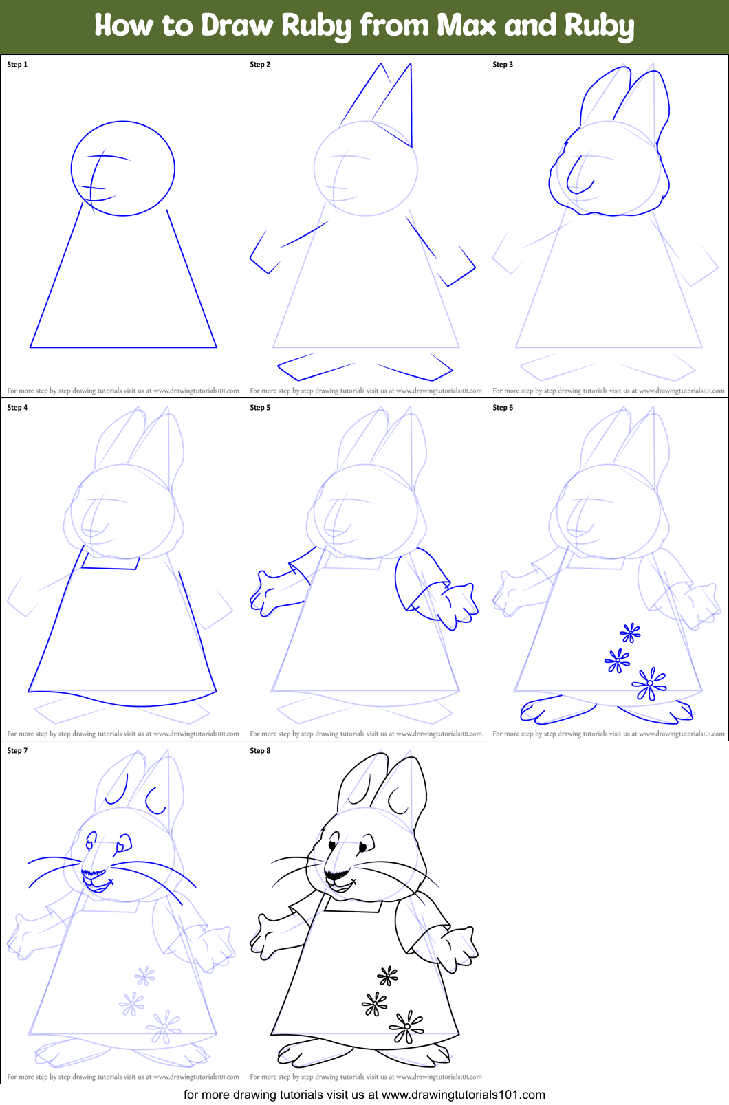How to Draw Ruby from Max and Ruby Printable Step by Step