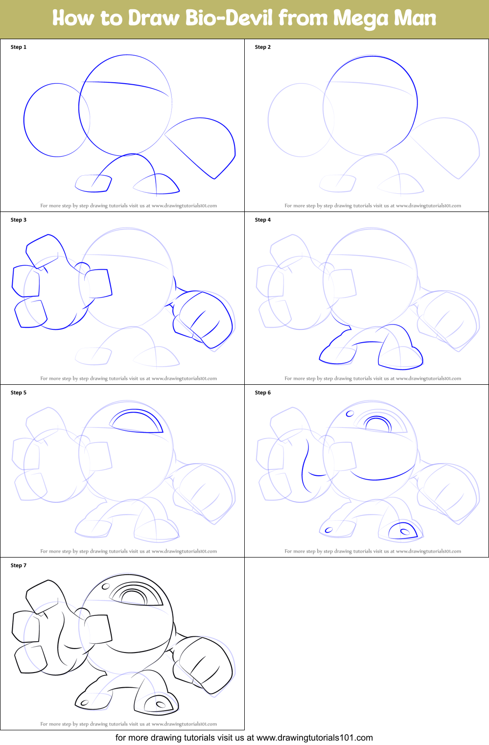 How to Draw Bio-Devil from Mega Man Printable Step by Step