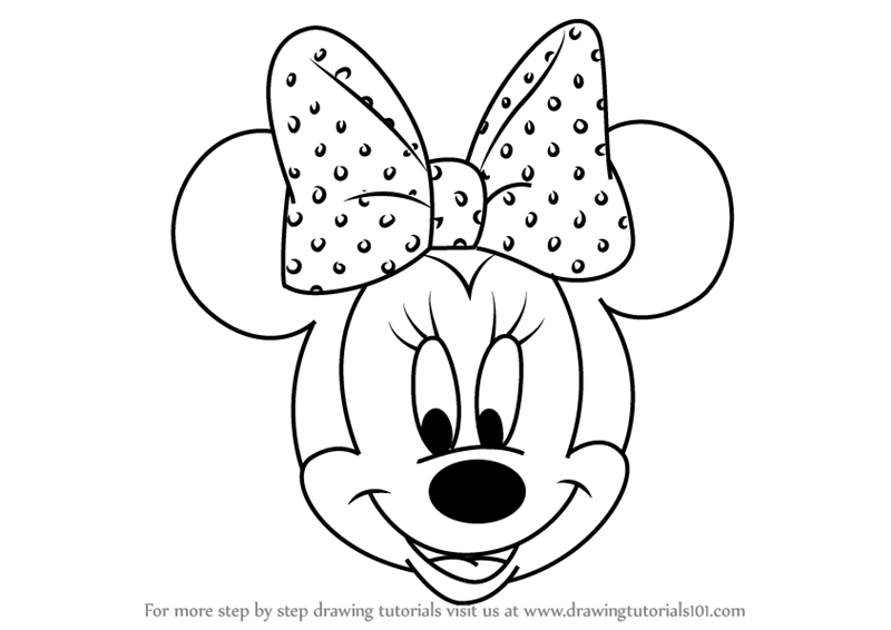 Learn How to Draw Minnie Mouse Face from Mickey Mouse Clubhouse (Mickey Mouse Clubhouse) Step by : Drawing Tutorials