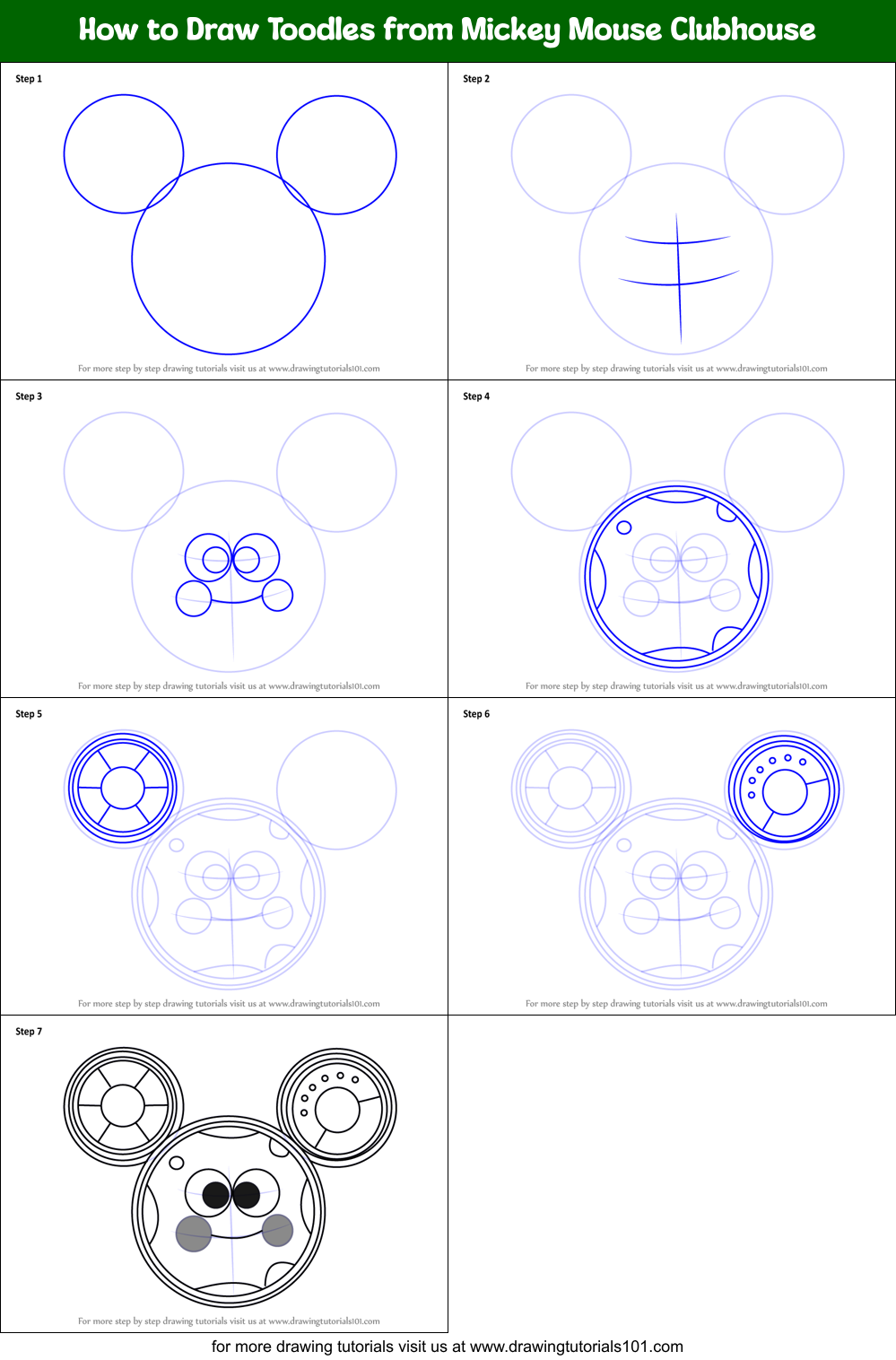 How to Draw Toodles from Mickey Mouse Clubhouse printable step by step 