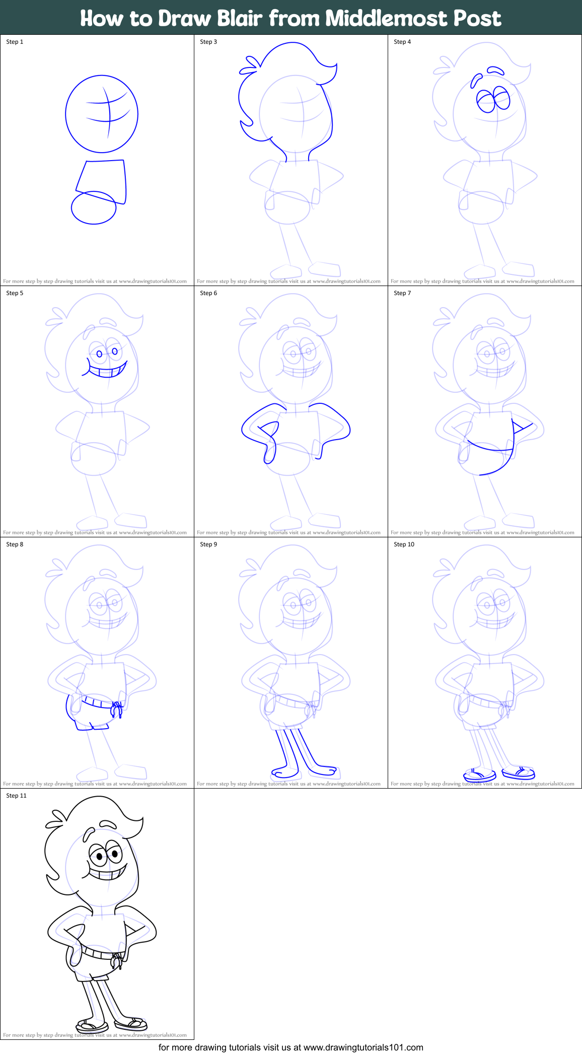 How to Draw Blair from Middlemost Post Printable Step by Step