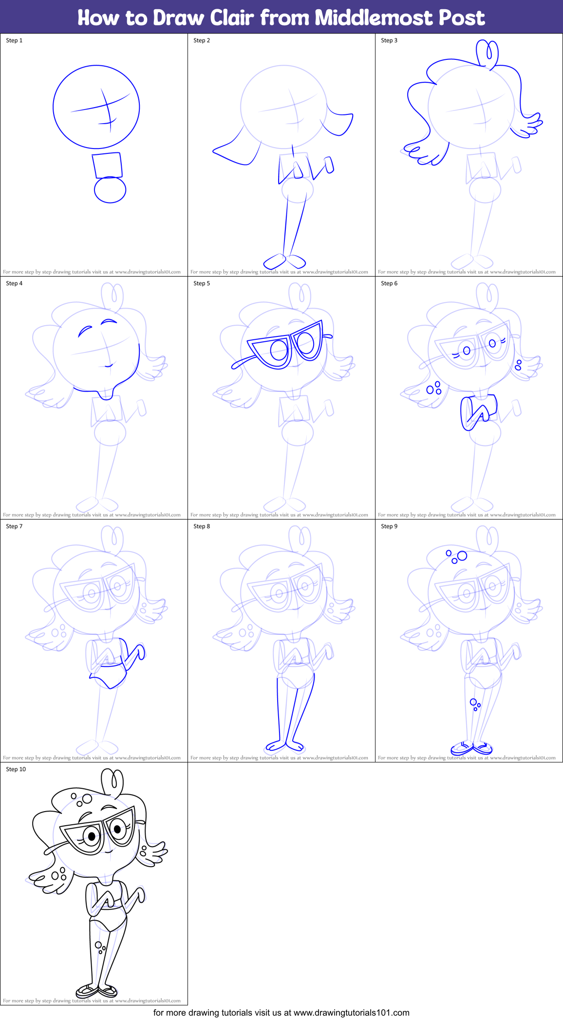 How to Draw Clair from Middlemost Post Printable Step by Step