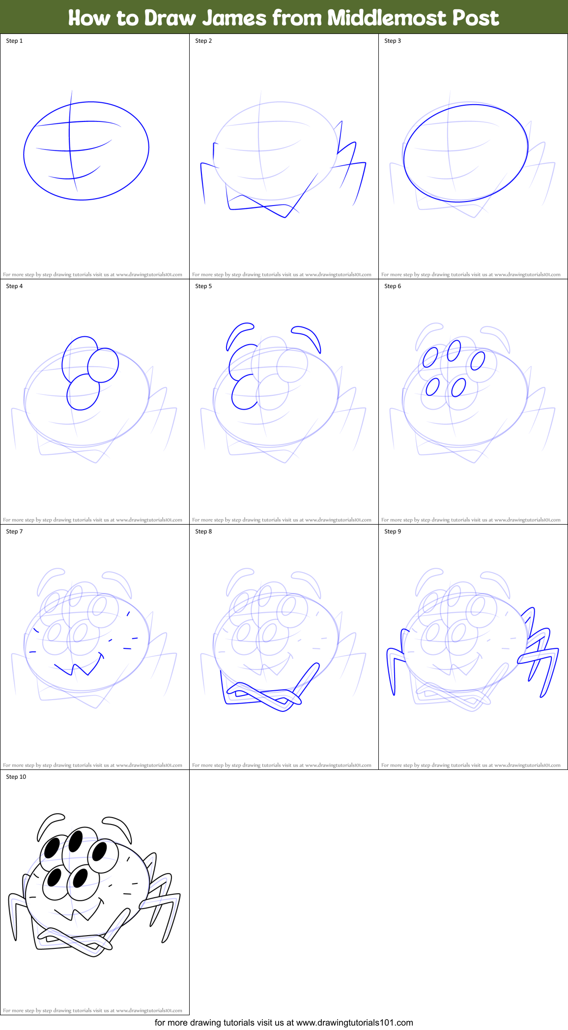 How to Draw James from Middlemost Post Printable Step by Step