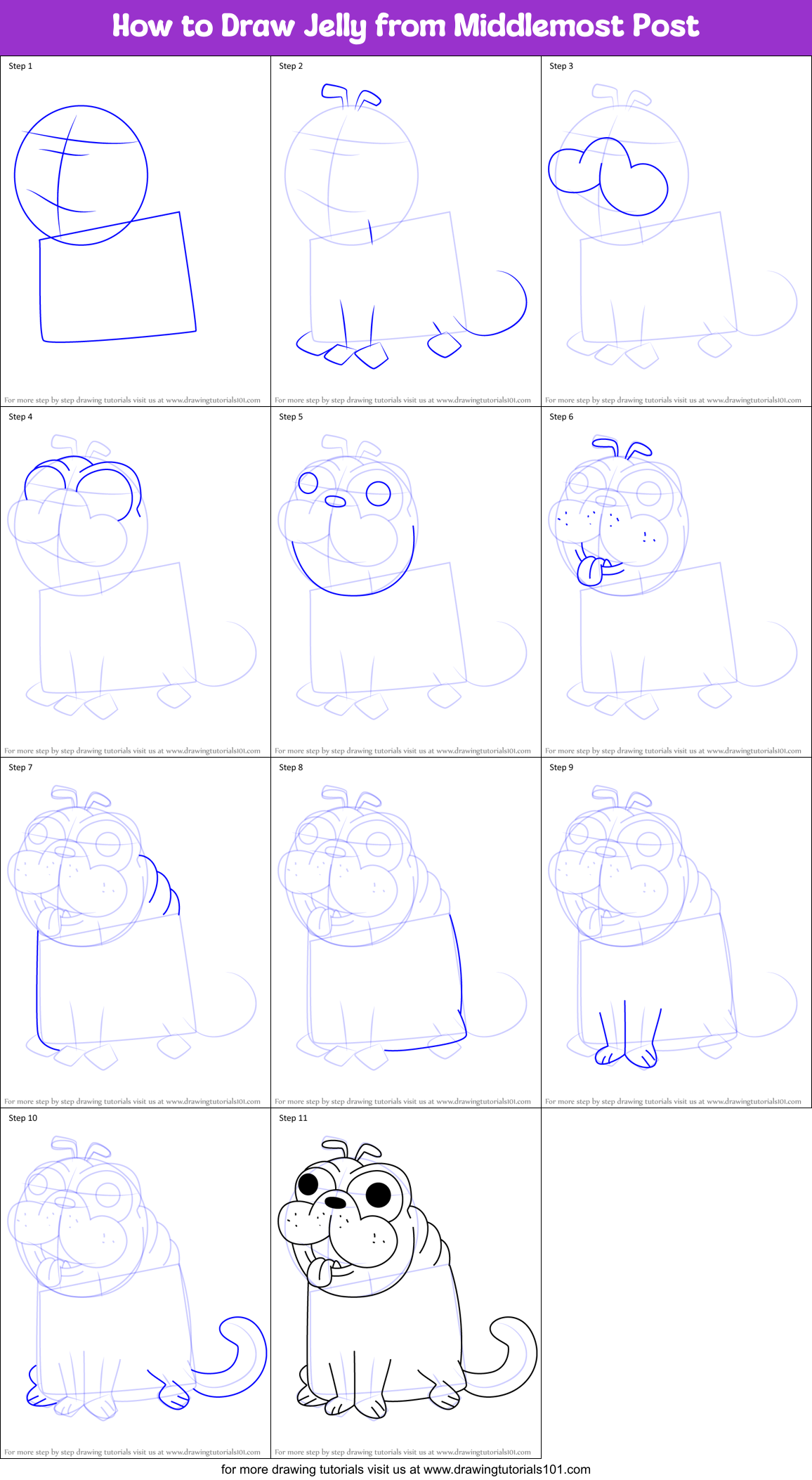 How to Draw Jelly from Middlemost Post Printable Step by Step