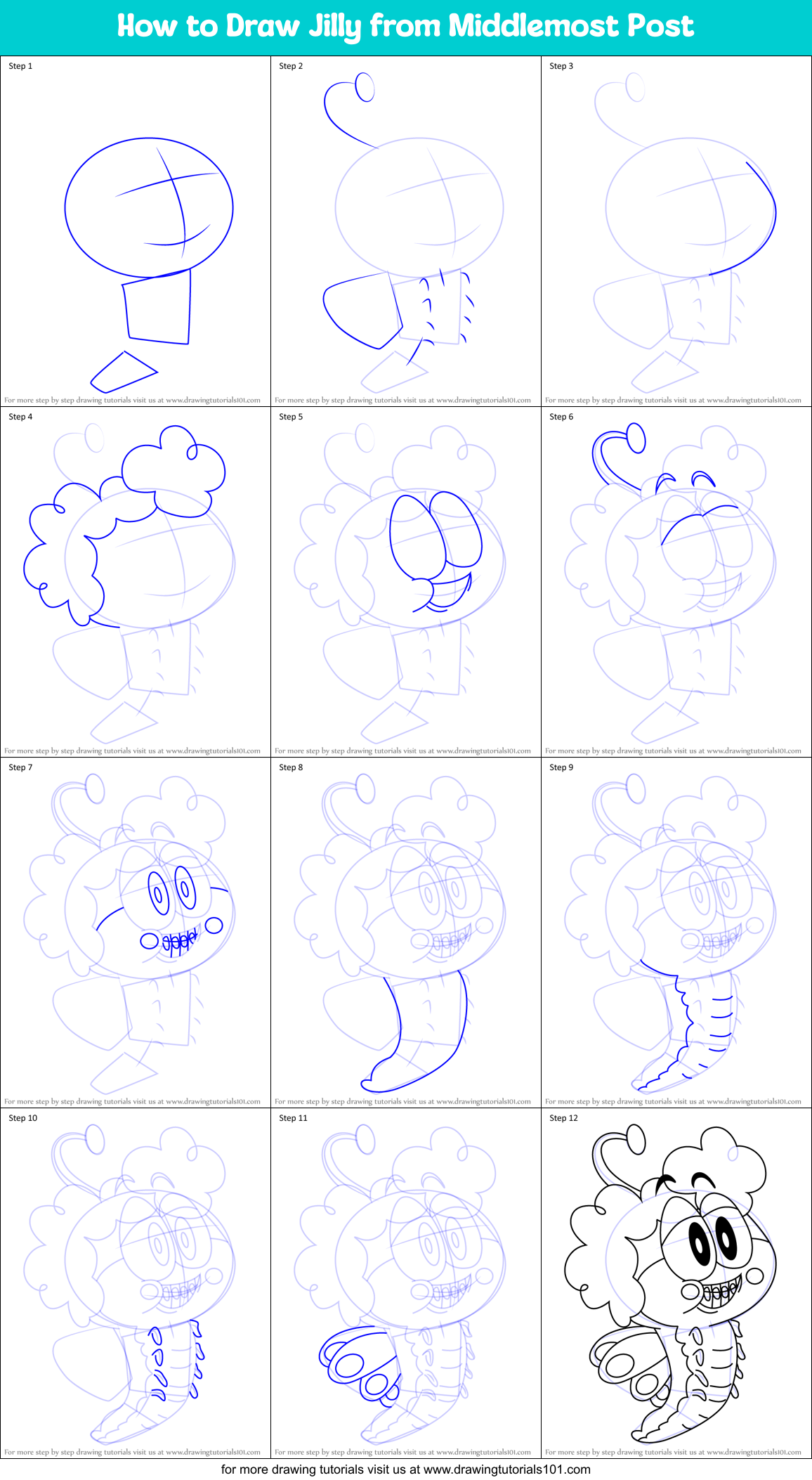 How to Draw Jilly from Middlemost Post Printable Step by Step