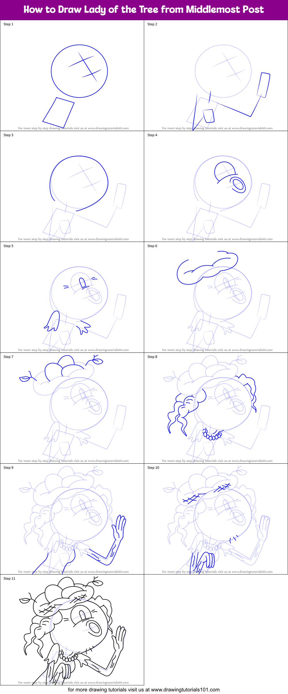 How to Draw Lady of the Tree from Middlemost Post Printable Step by Step