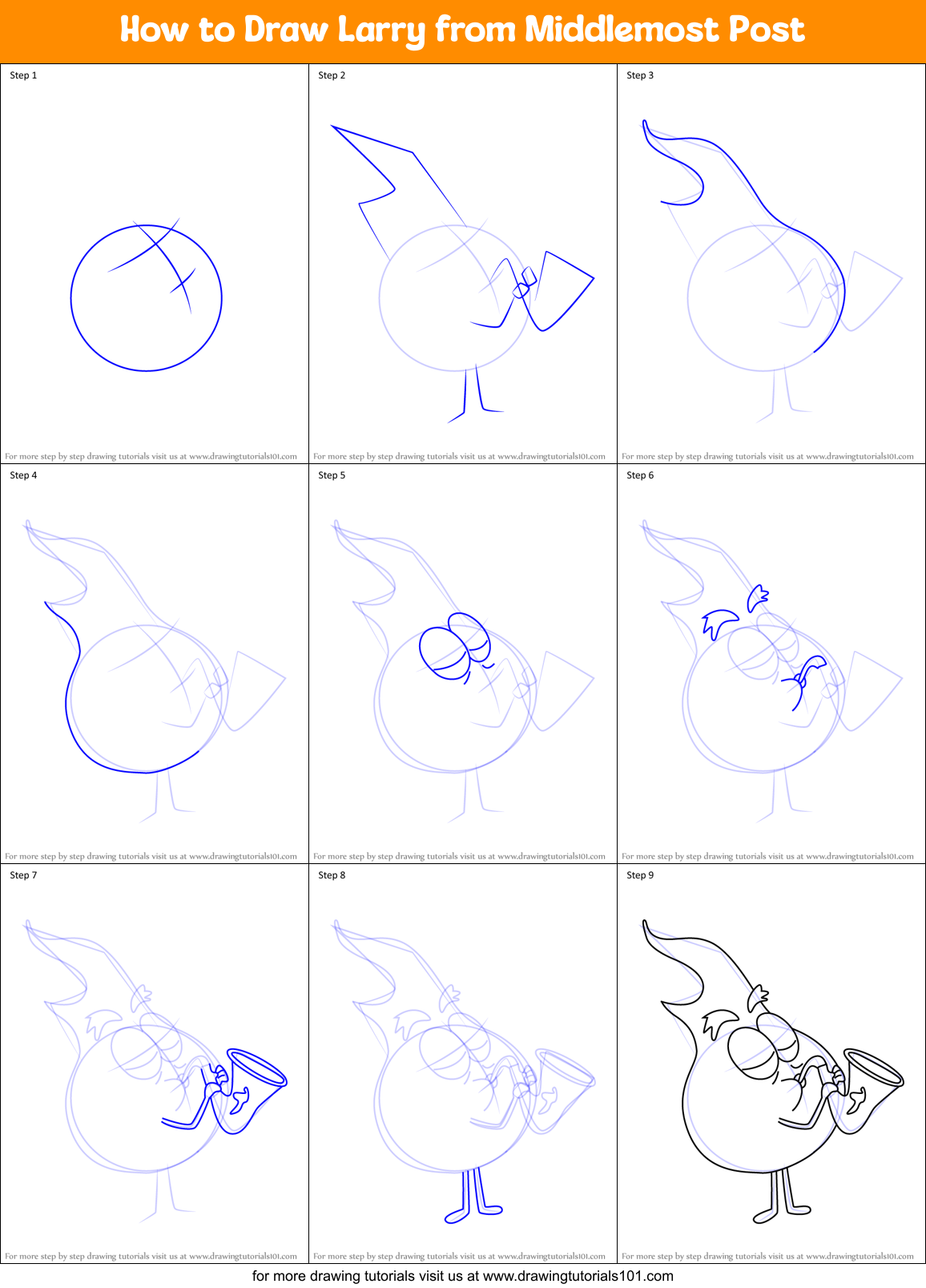 How to Draw Larry from Middlemost Post Printable Step by Step