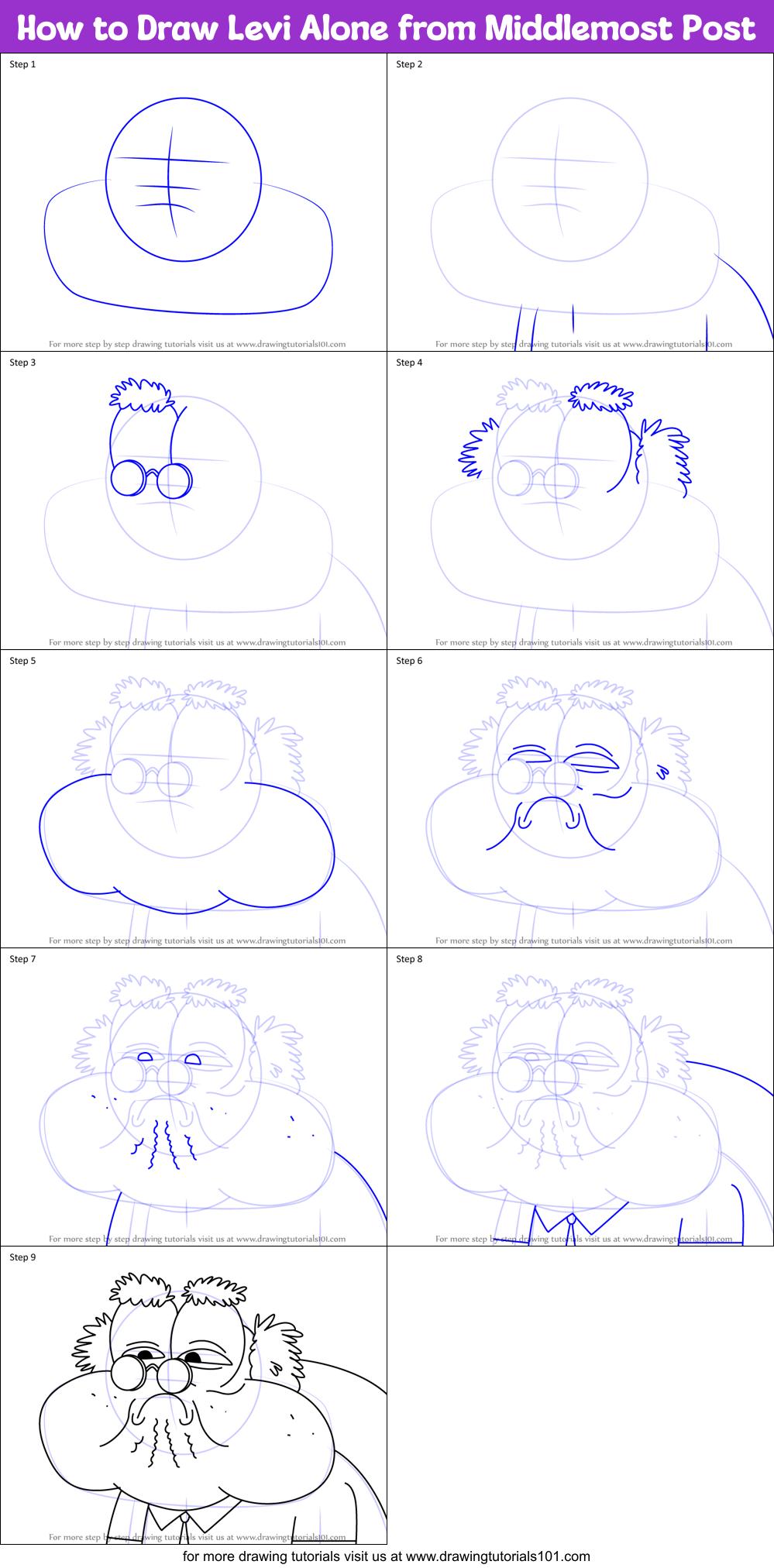 How to Draw Levi Alone from Middlemost Post Printable Step by Step