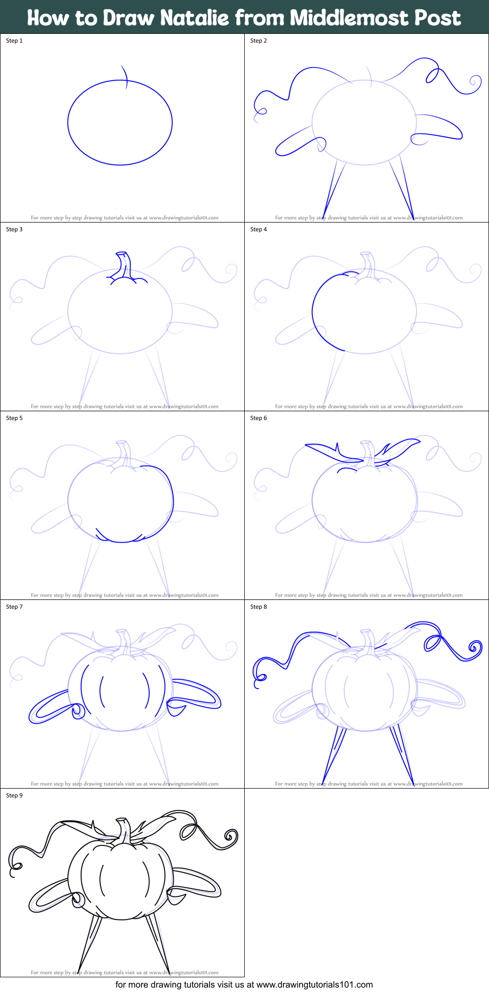 How to Draw Natalie from Middlemost Post Printable Step by Step
