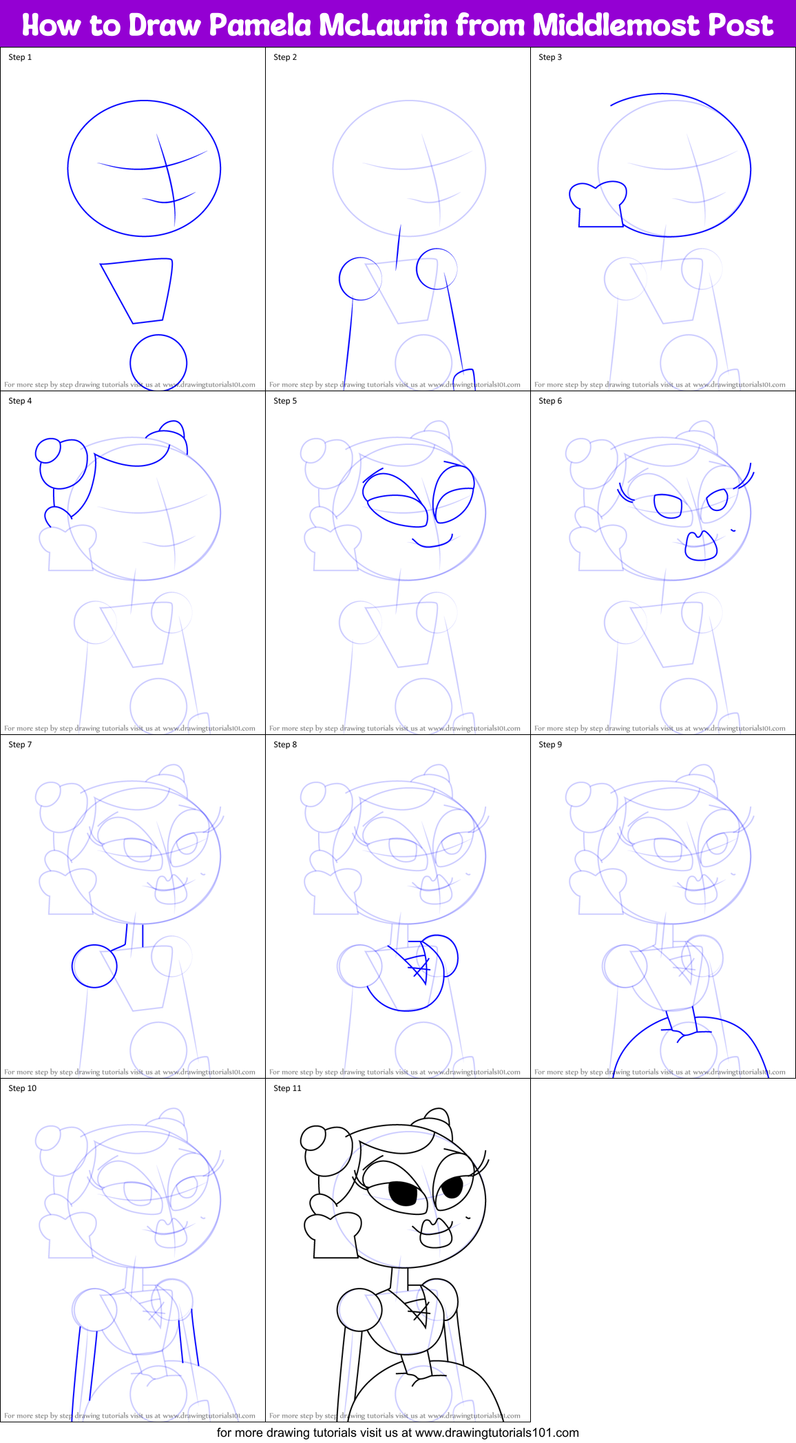 How to Draw Pamela McLaurin from Middlemost Post Printable Step by Step