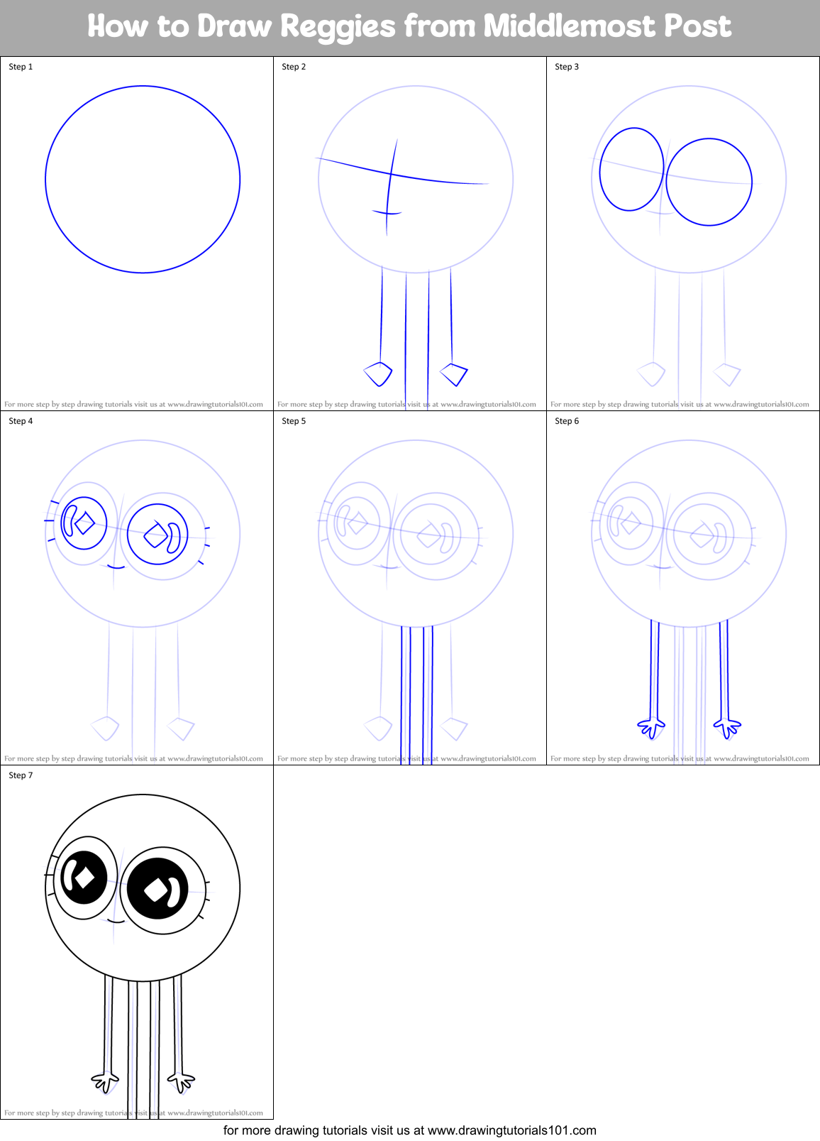 How to Draw Reggies from Middlemost Post Printable Step by Step