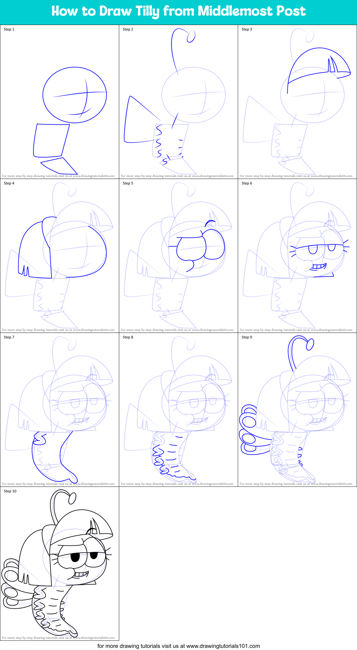 How to Draw Tilly from Middlemost Post Printable Step by Step