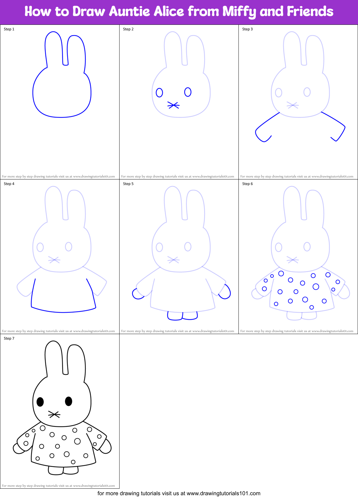 How to Draw Auntie Alice from Miffy and Friends Printable Step by Step