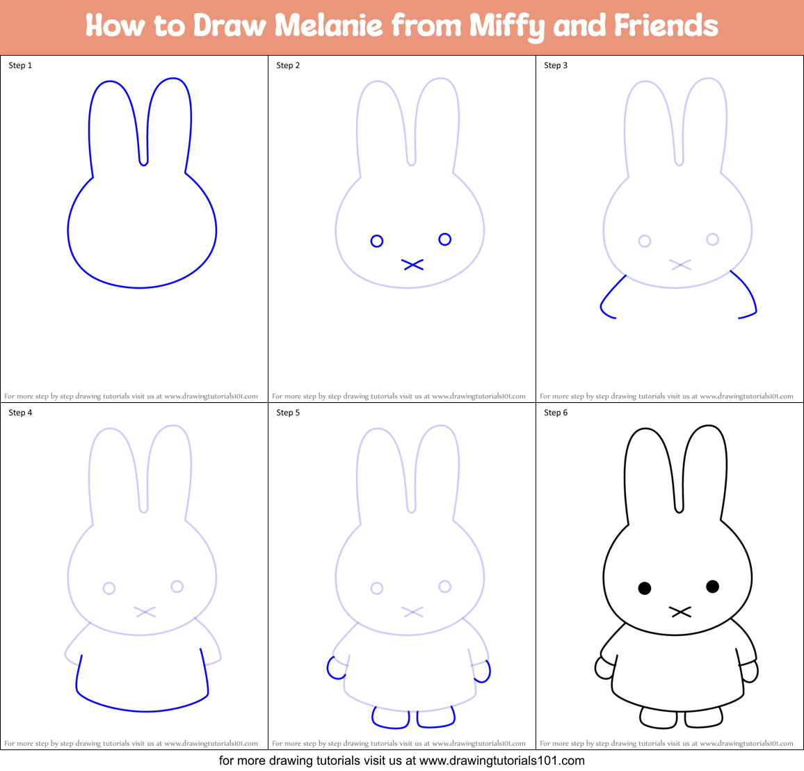How to Draw Melanie from Miffy and Friends Printable Step by Step
