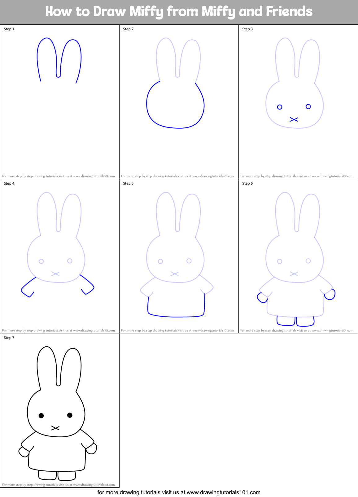 How to Draw Miffy from Miffy and Friends Printable Step by Step