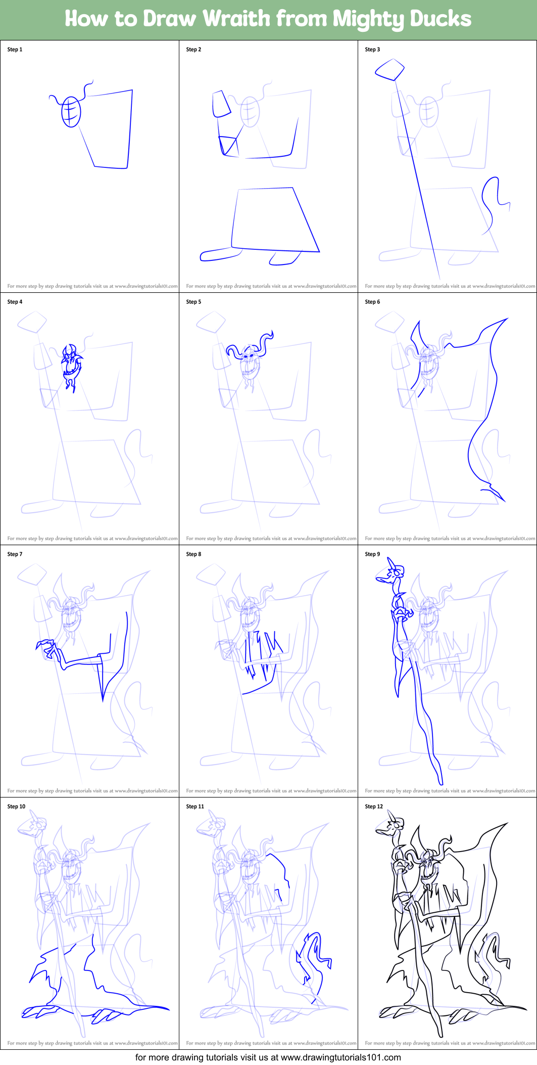 How to Draw Wraith from Mighty Ducks Printable Step by Step