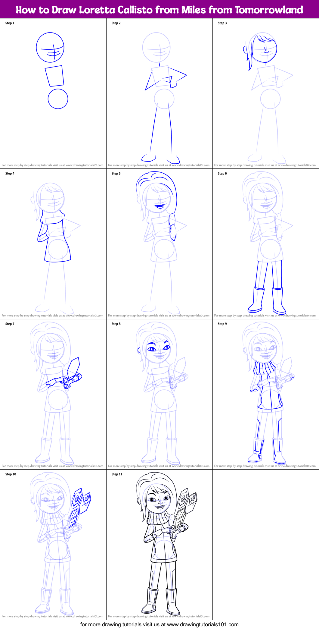 How to Draw Loretta Callisto from Miles from Tomorrowland Printable Step by Step