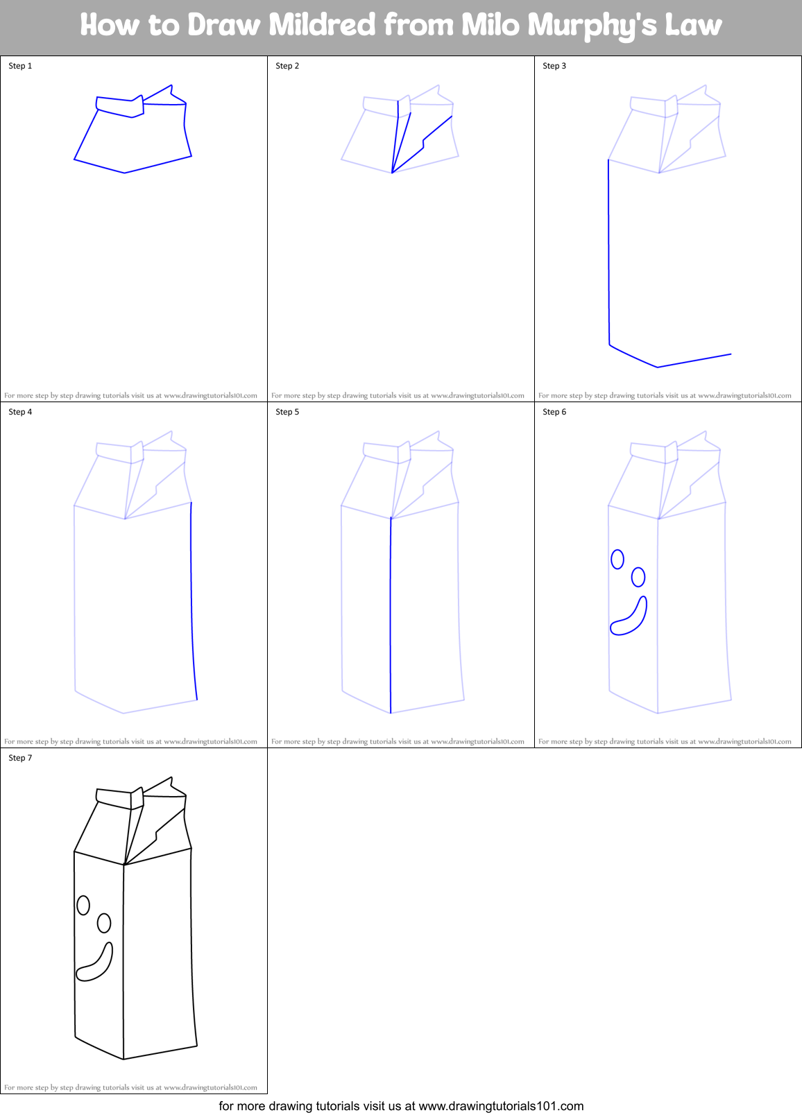 How to Draw Mildred from Milo Murphy's Law Printable Step by Step