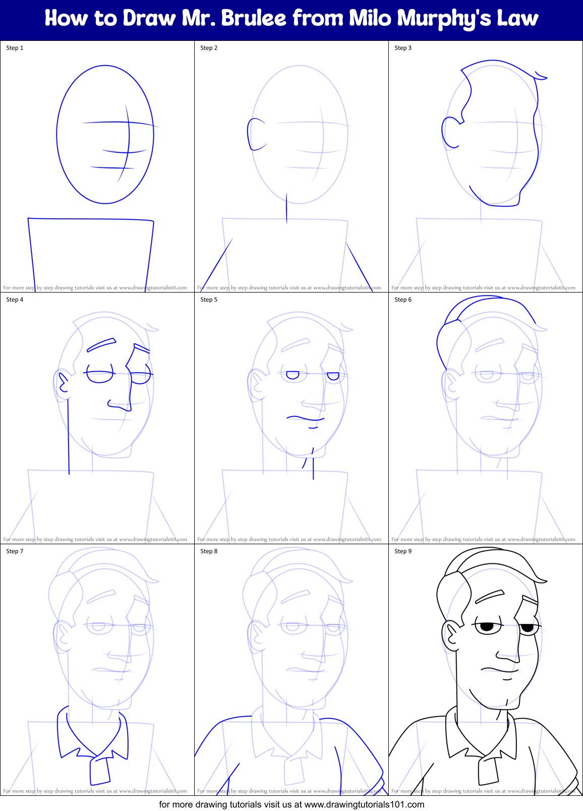 How to Draw Mr. Brulee from Milo Murphy's Law Printable Step by Step
