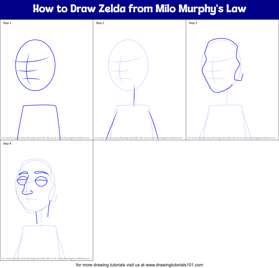 How to Draw Zelda from Milo Murphy's Law Printable Step by Step