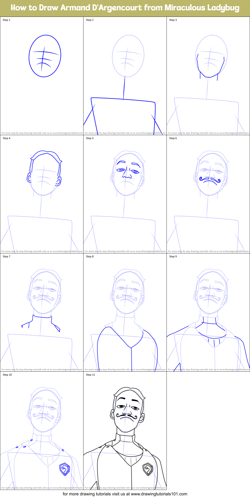 How to Draw Armand D'Argencourt from Miraculous Ladybug Printable Step by Step