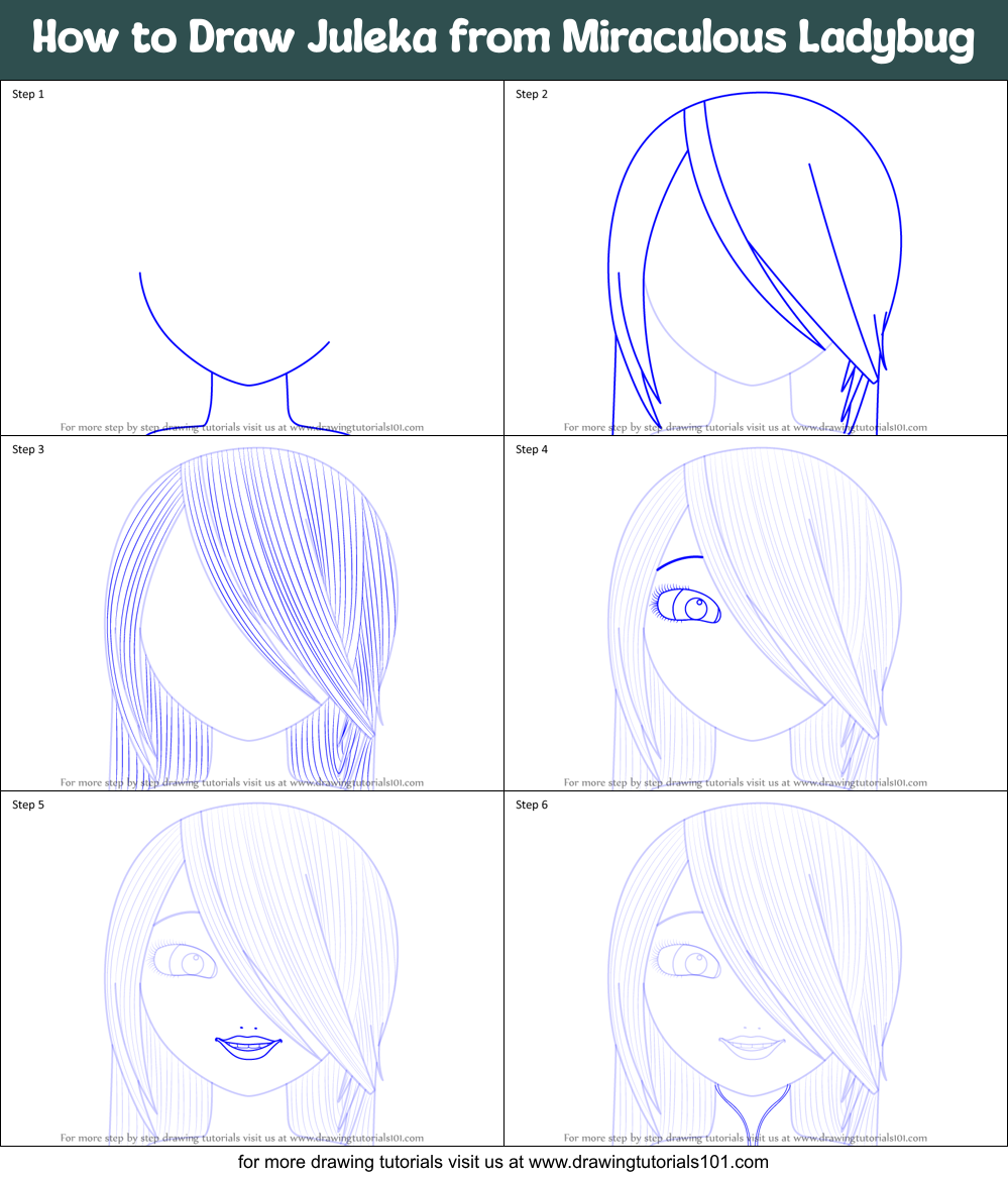 How to Draw Juleka from Miraculous Ladybug Printable Step by Step