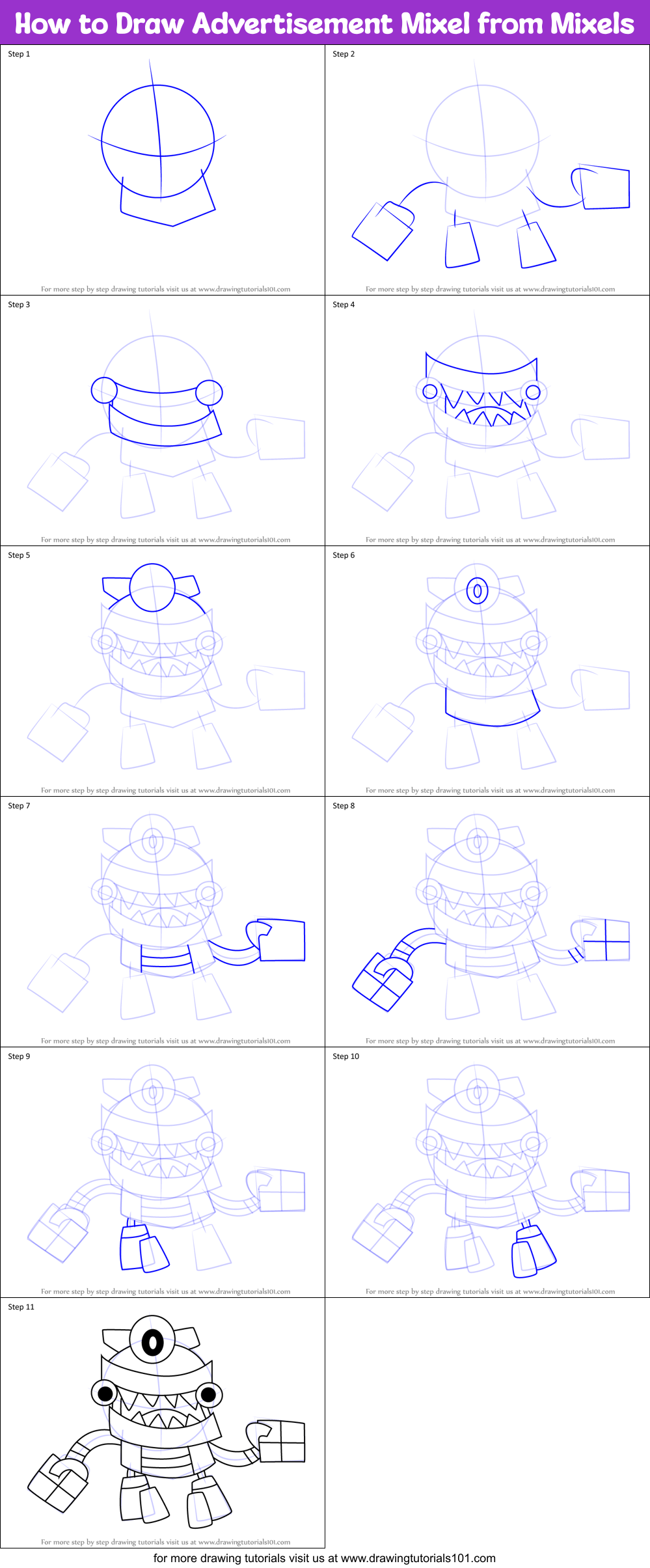 How to Draw Advertisement Mixel from Mixels Printable Step by Step