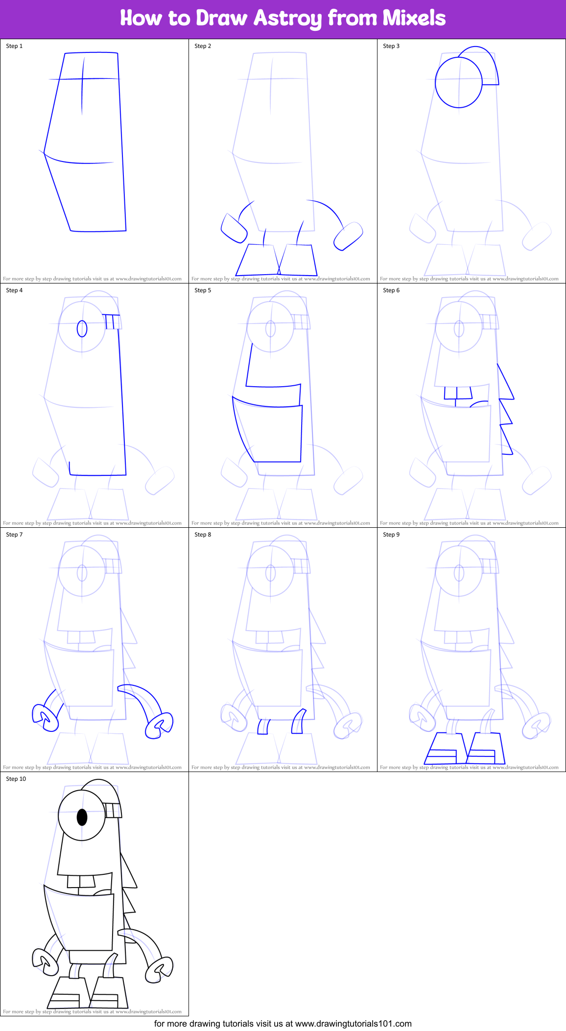 How to Draw Astroy from Mixels Printable Step by Step