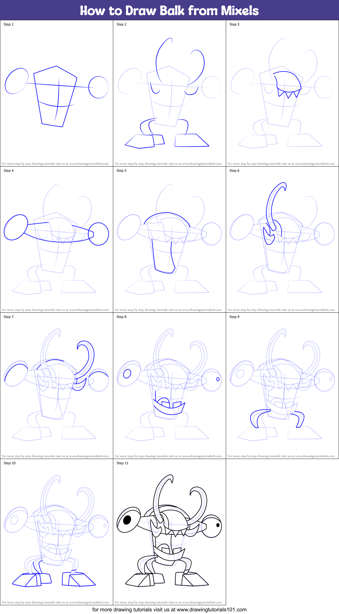 How to Draw Balk from Mixels Printable Step by Step