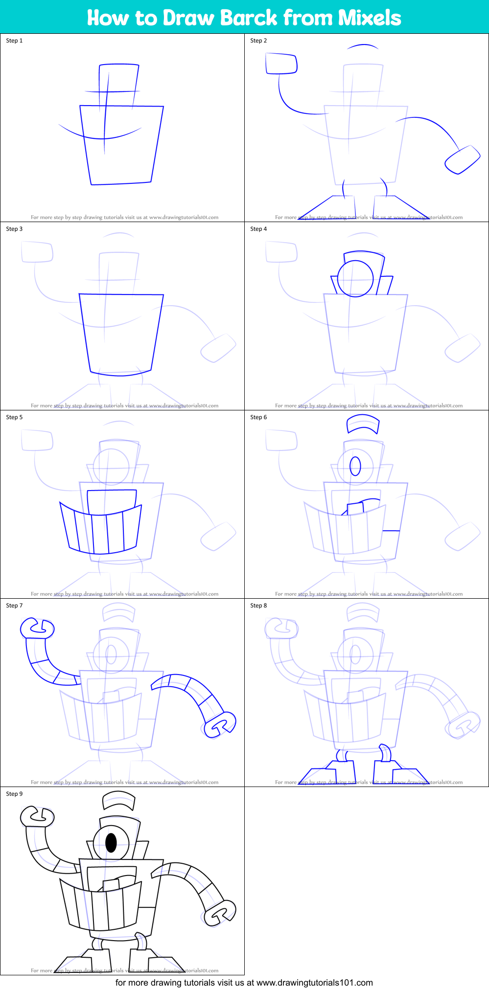 How to Draw Barck from Mixels Printable Step by Step