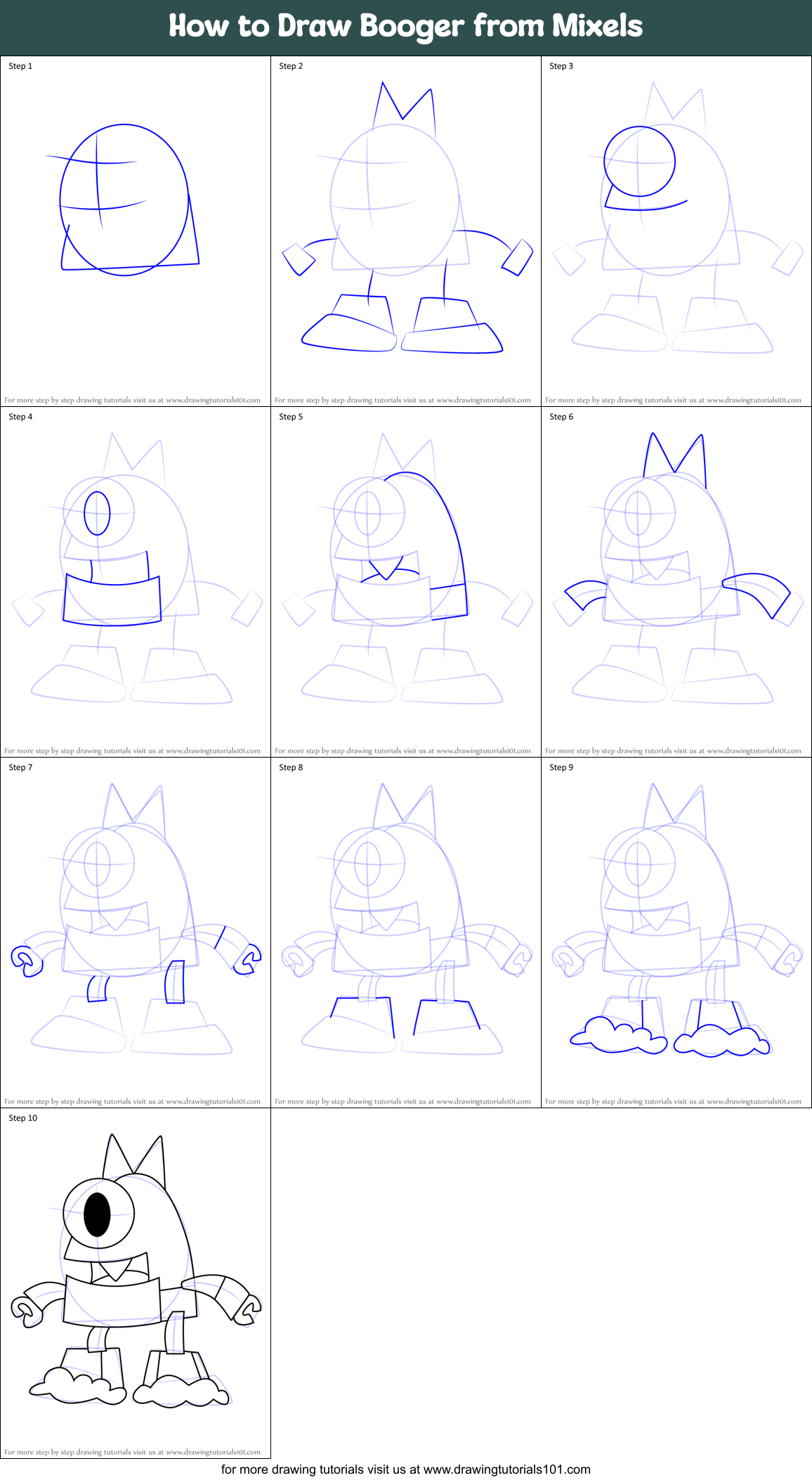 How to Draw Booger from Mixels Printable Step by Step