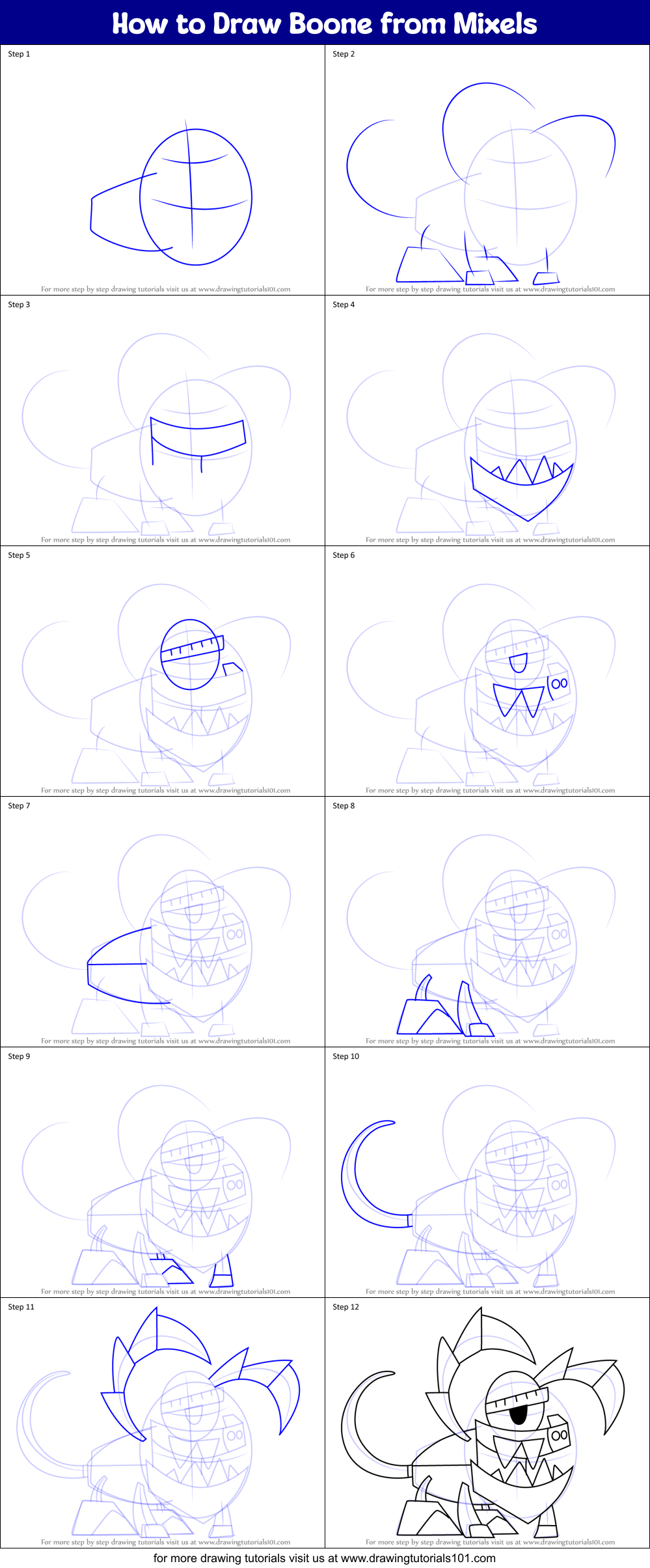 How to Draw Boone from Mixels Printable Step by Step