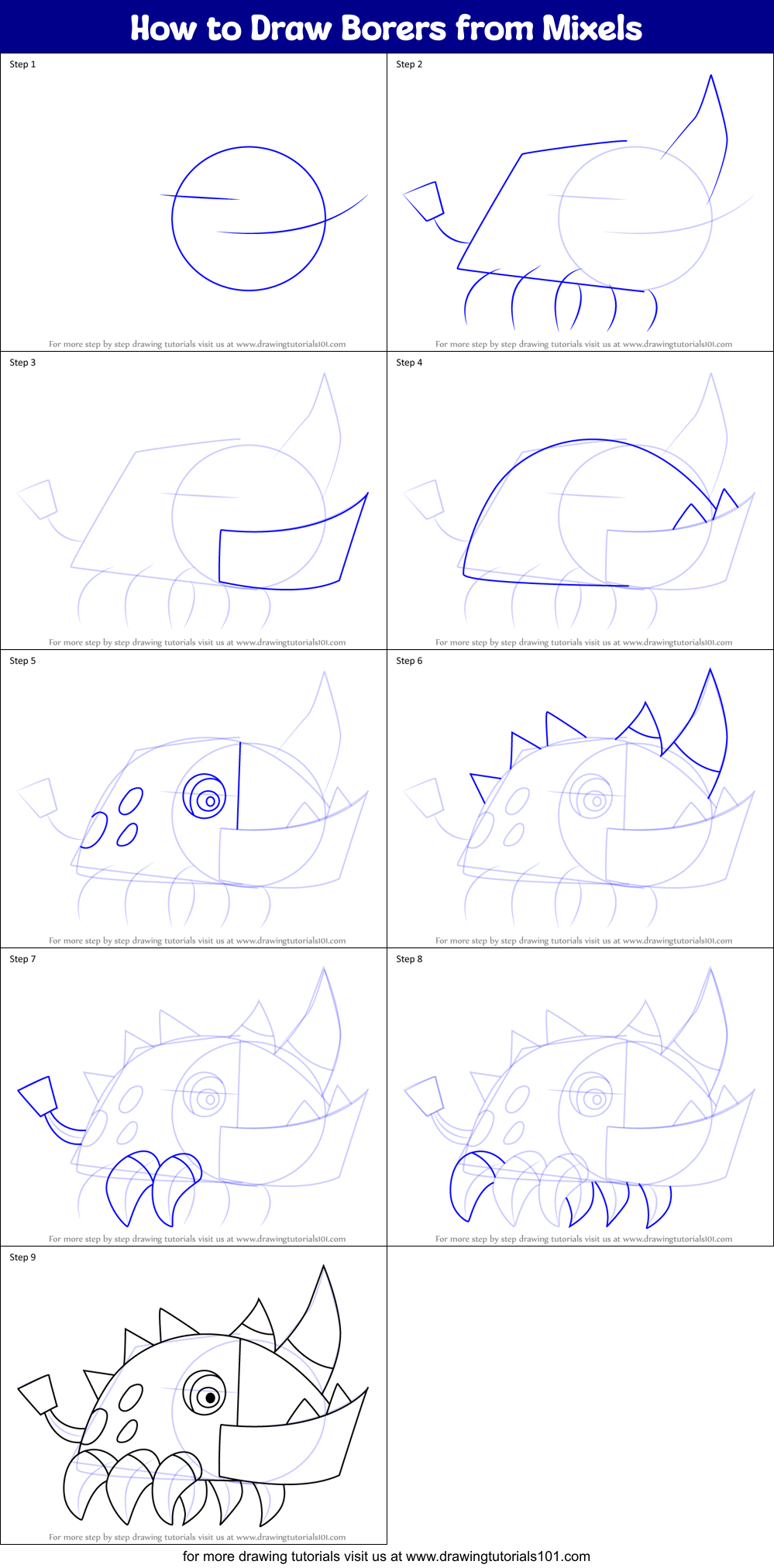 How to Draw Borers from Mixels Printable Step by Step