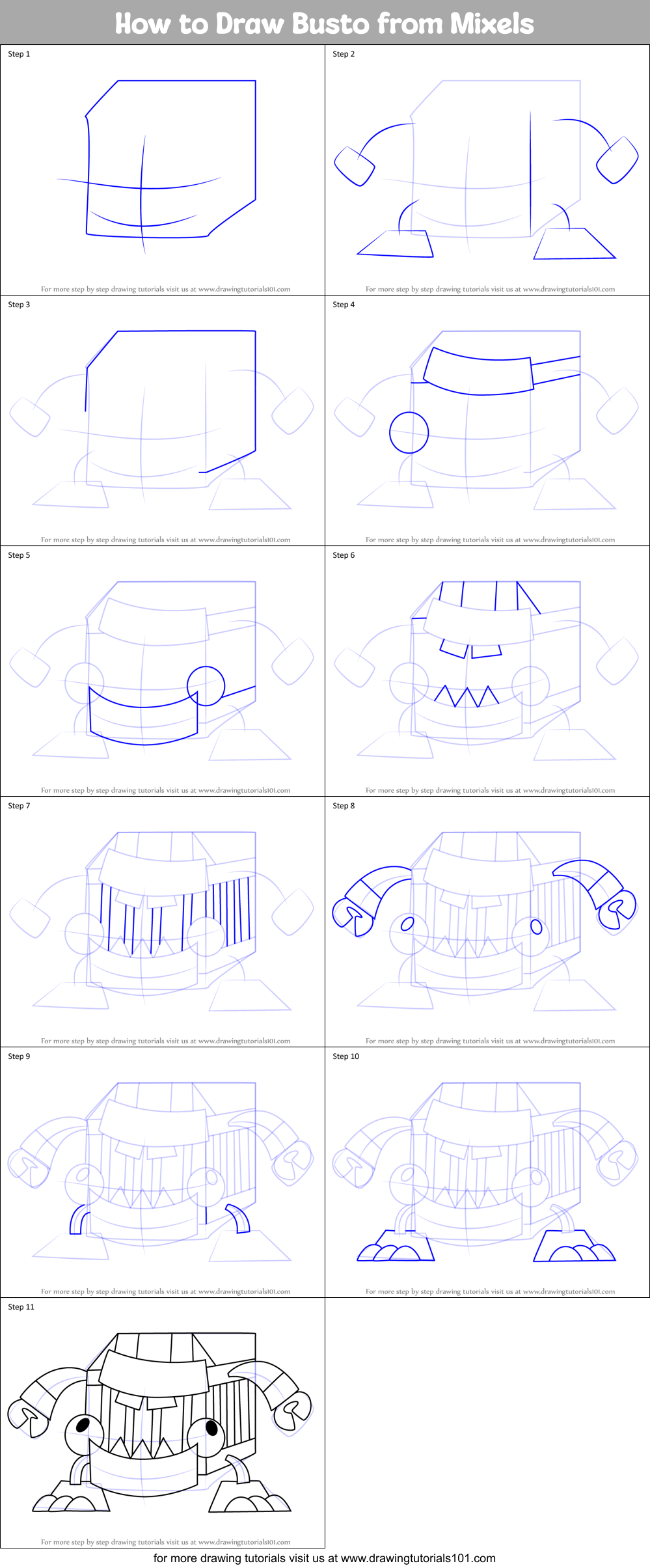 How to Draw Busto from Mixels Printable Step by Step