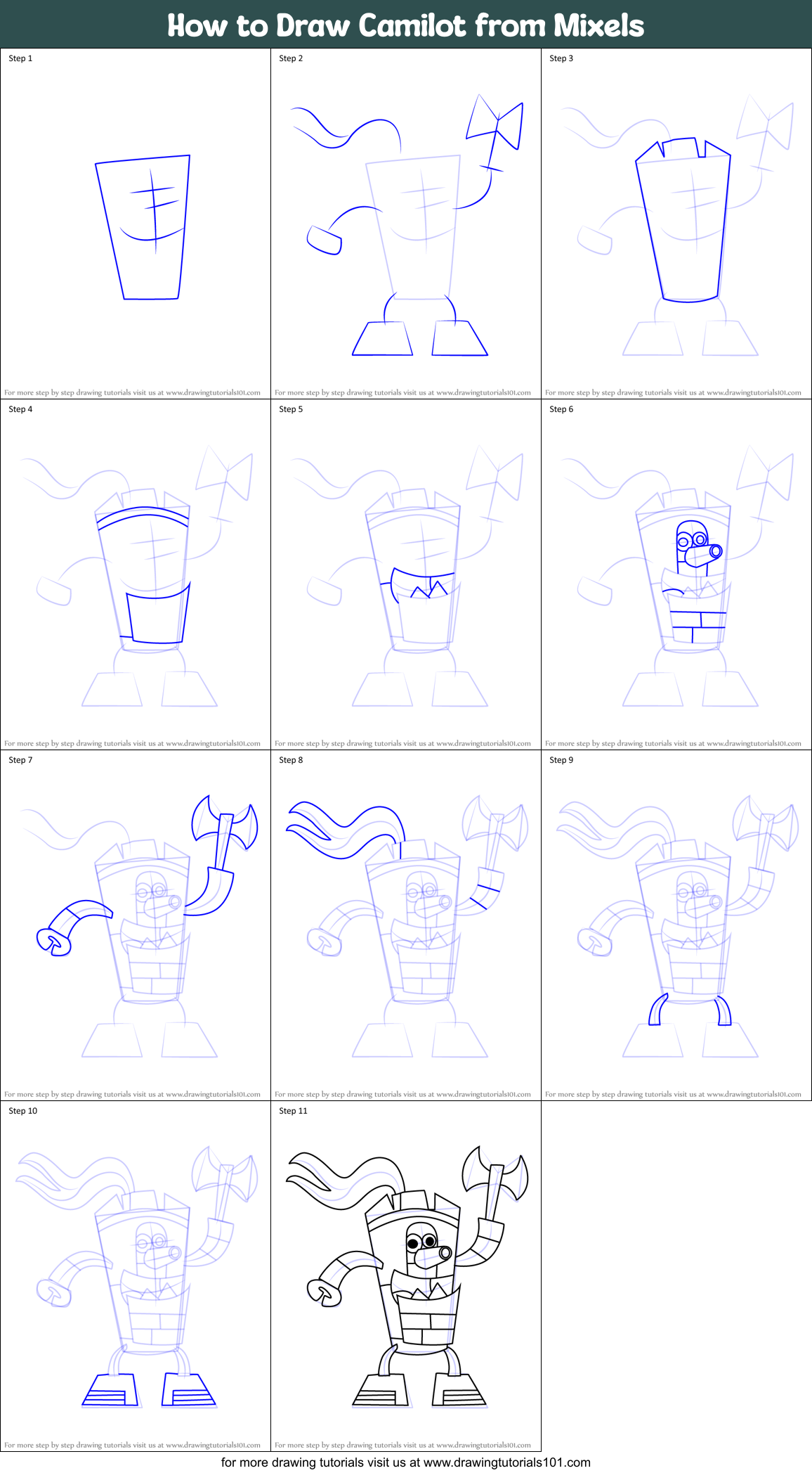 How to Draw Camilot from Mixels Printable Step by Step