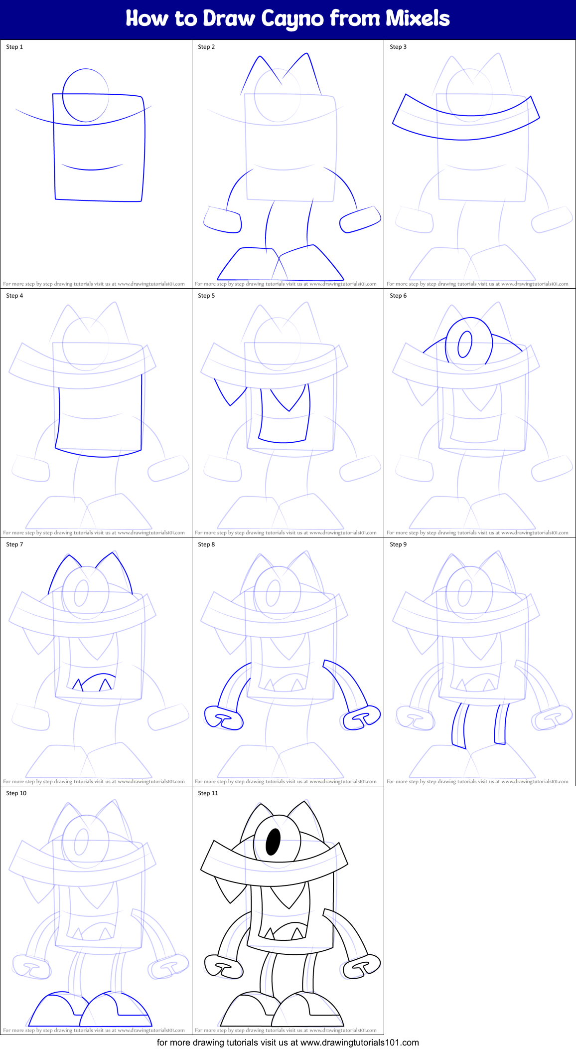 How to Draw Cayno from Mixels Printable Step by Step
