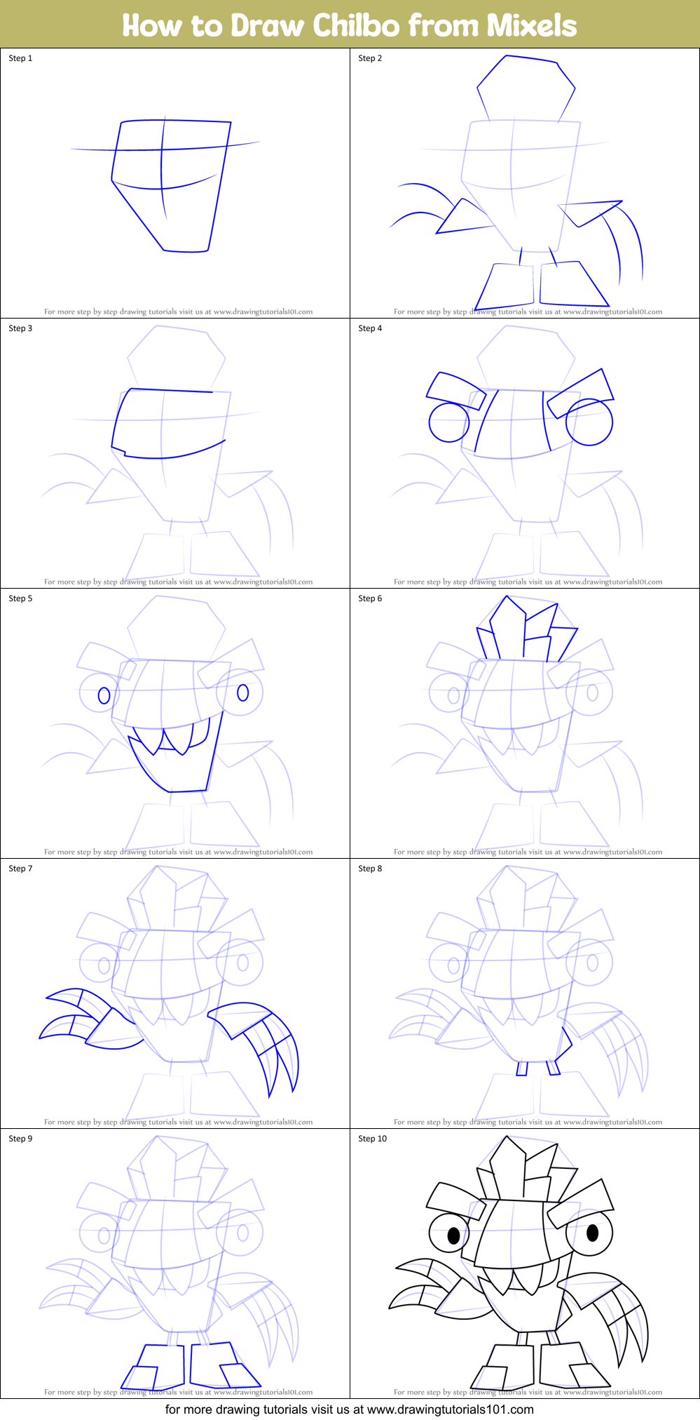 How to Draw Chilbo from Mixels Printable Step by Step