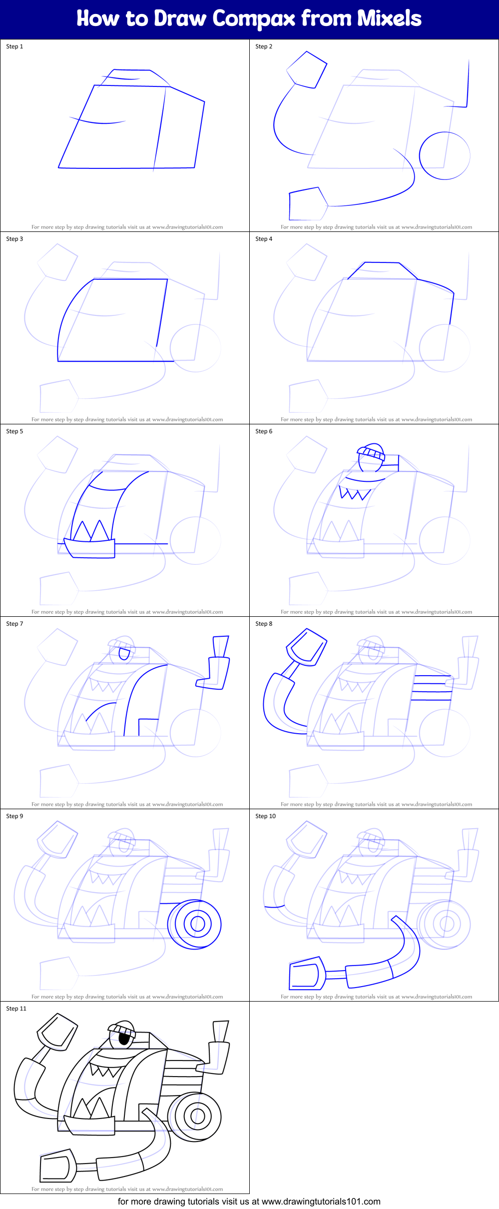 How to Draw Compax from Mixels Printable Step by Step