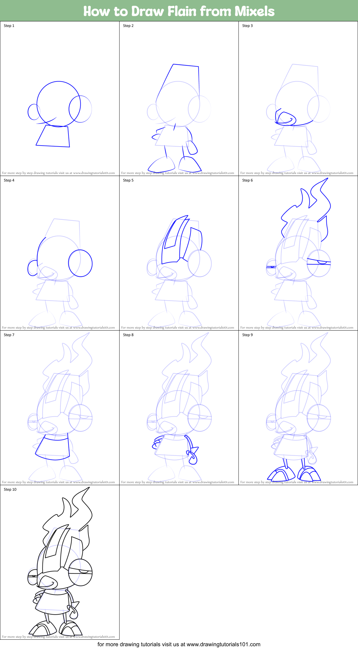 How to Draw Flain from Mixels Printable Step by Step