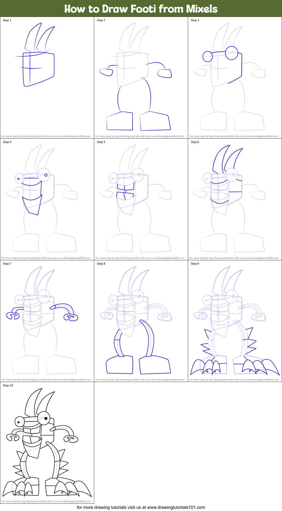 How to Draw Footi from Mixels Printable Step by Step