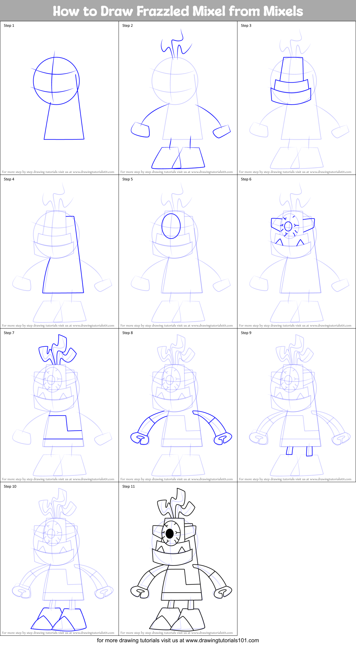 How to Draw Frazzled Mixel from Mixels Printable Step by Step