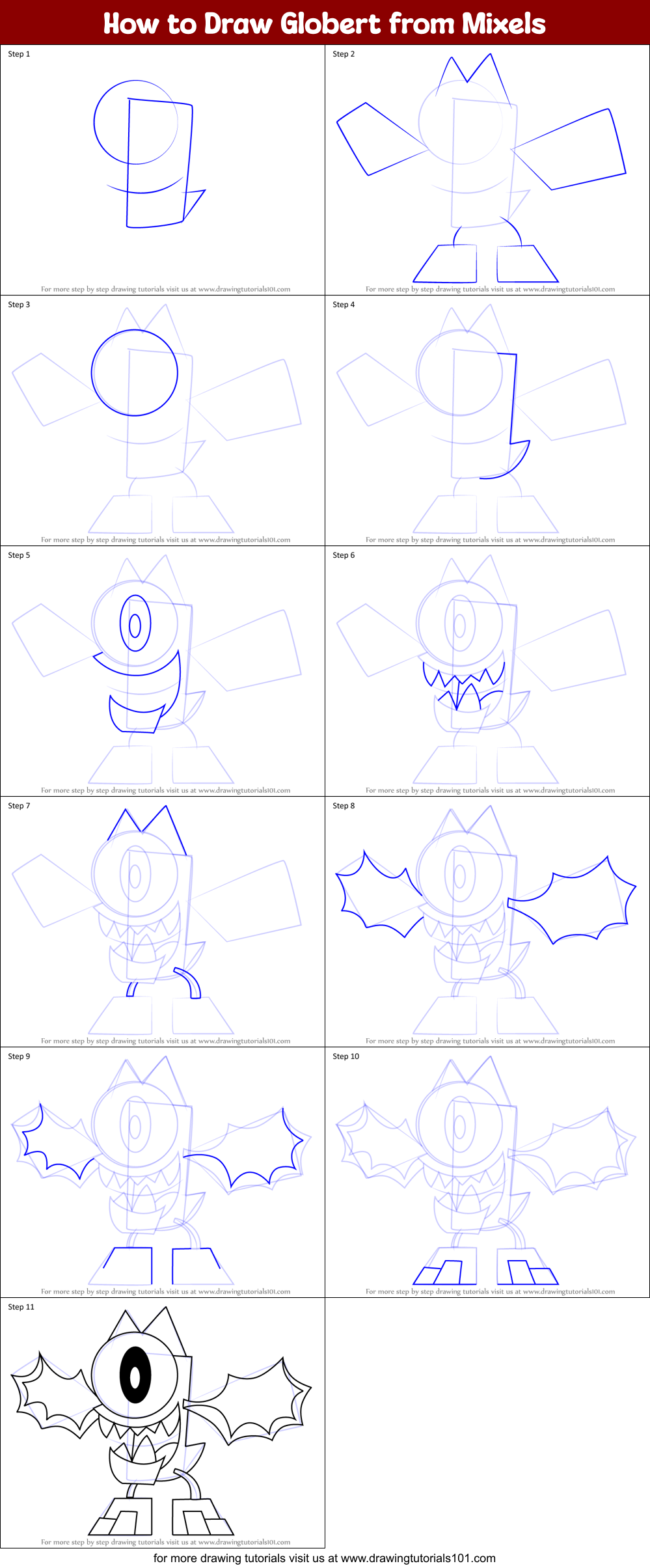How to Draw Globert from Mixels Printable Step by Step
