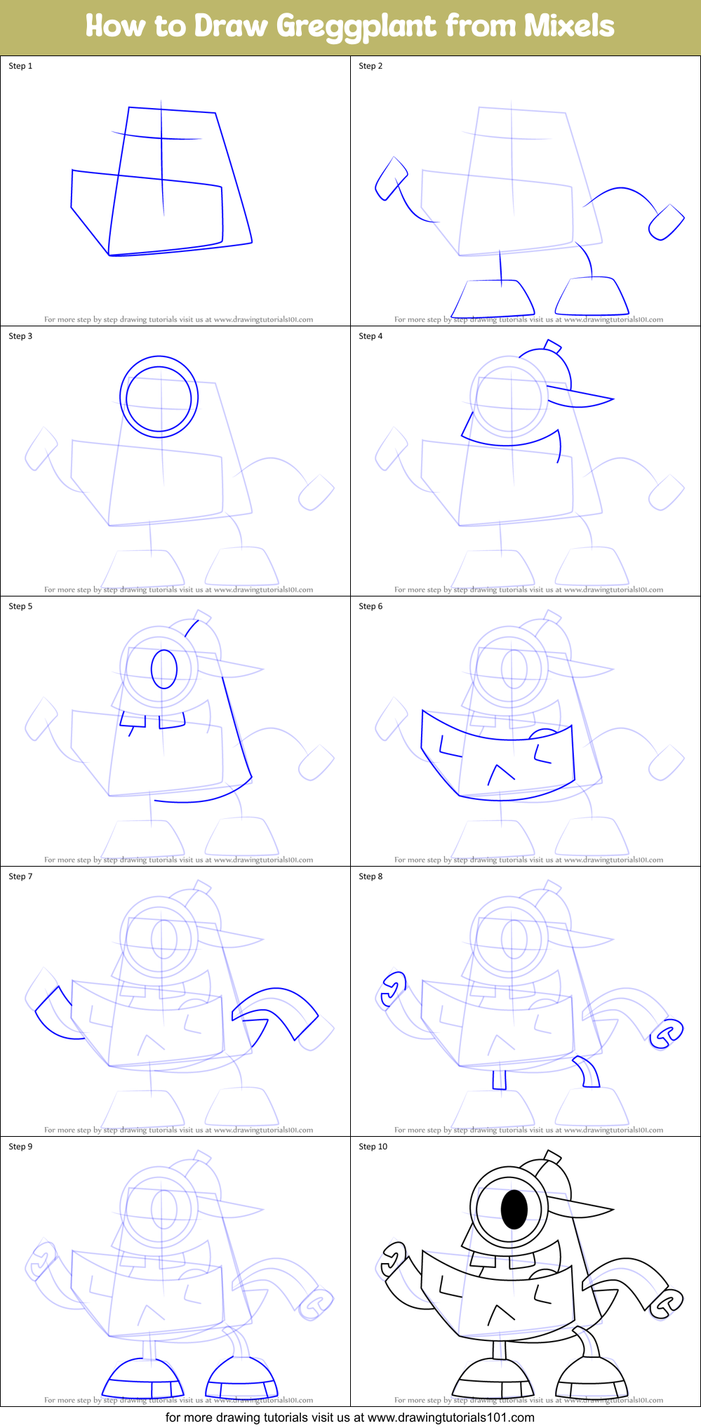 How to Draw Greggplant from Mixels Printable Step by Step