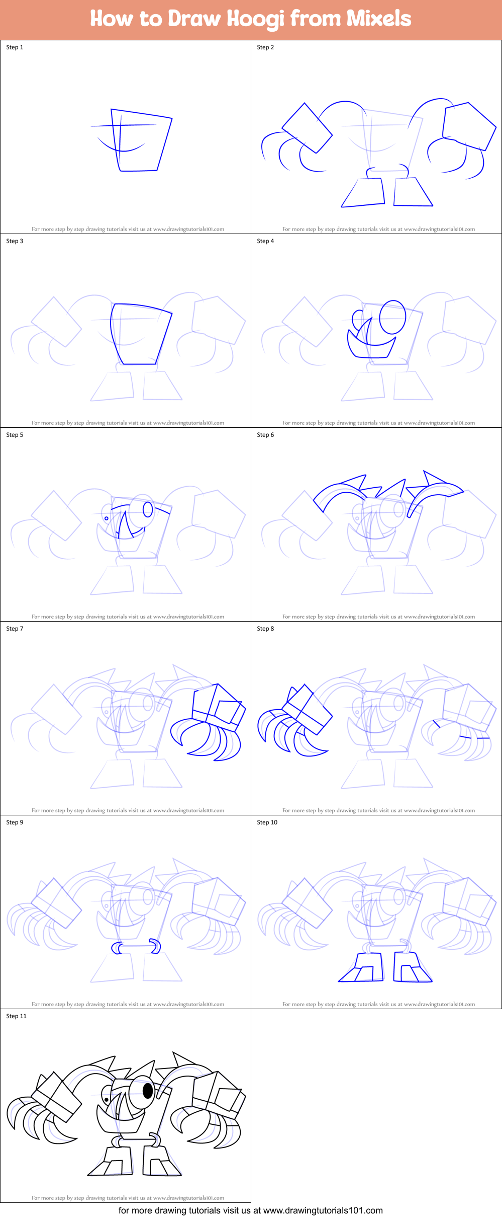 How to Draw Hoogi from Mixels Printable Step by Step