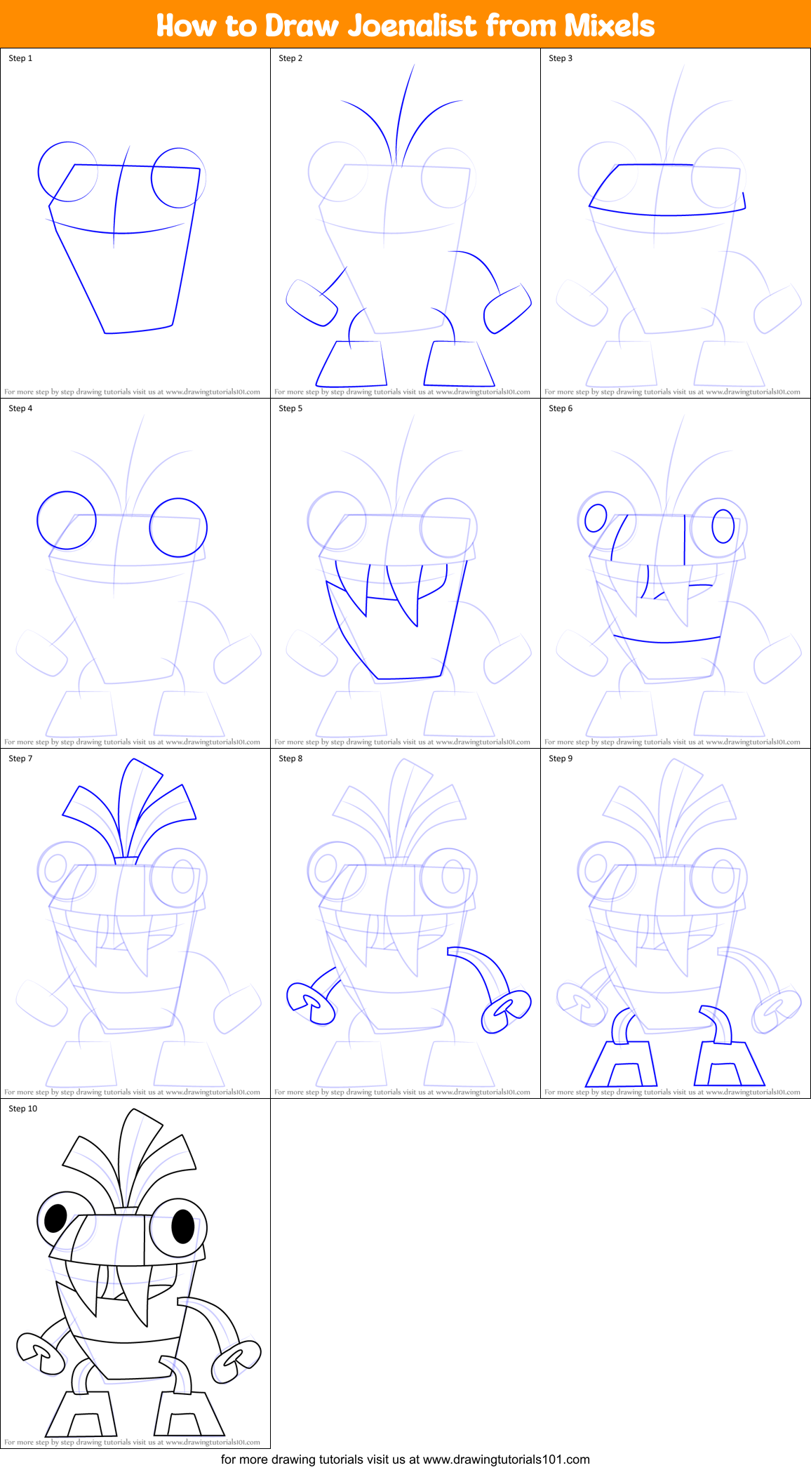How to Draw Joenalist from Mixels Printable Step by Step