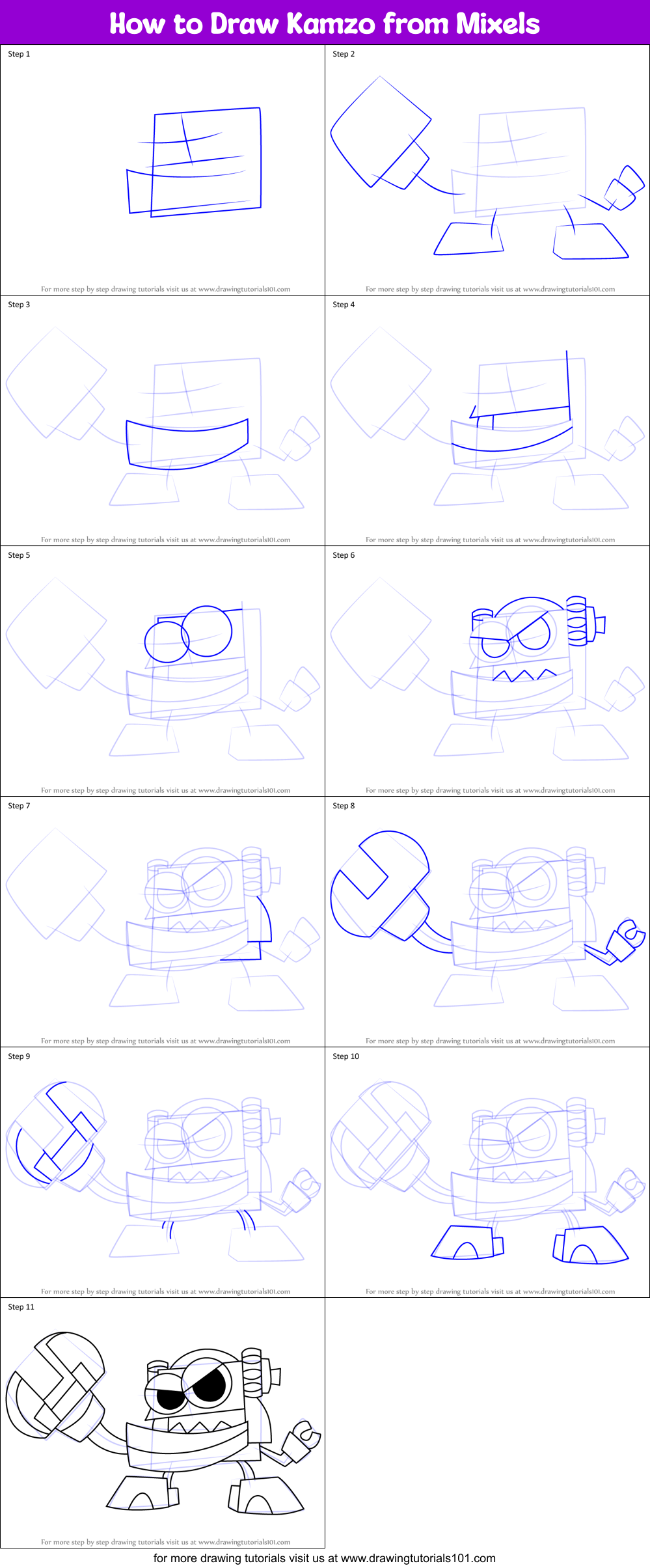 How to Draw Kamzo from Mixels Printable Step by Step