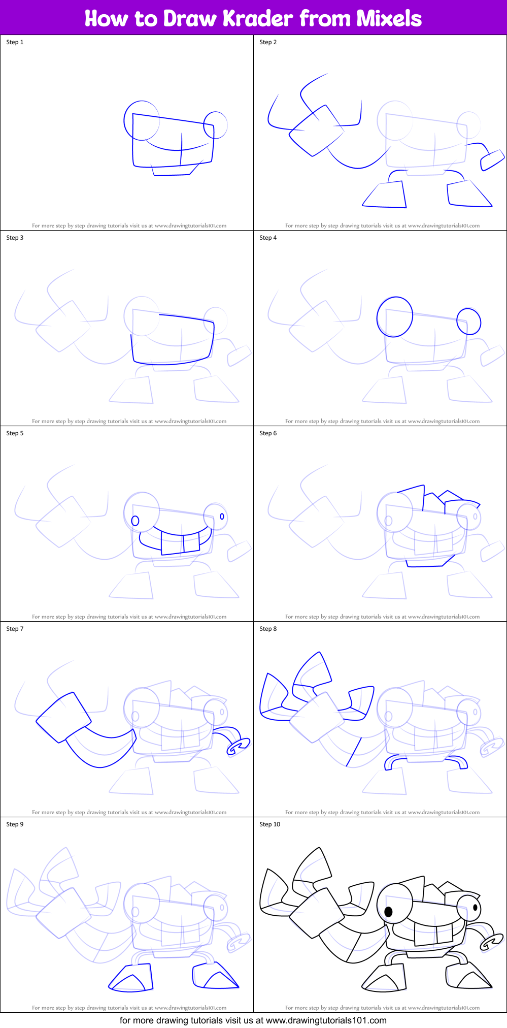 How to Draw Krader from Mixels Printable Step by Step