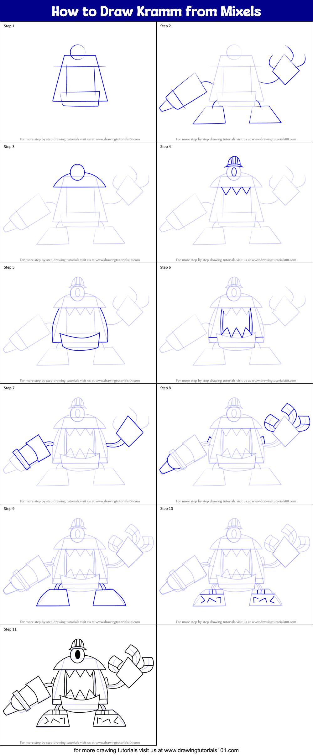 How to Draw Kramm from Mixels Printable Step by Step